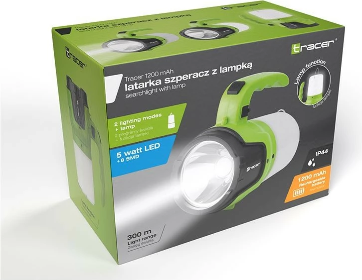 Baterijska svetilka Tracer TRAOSW46895, 1200mAh, 8 LED, črno/zelena