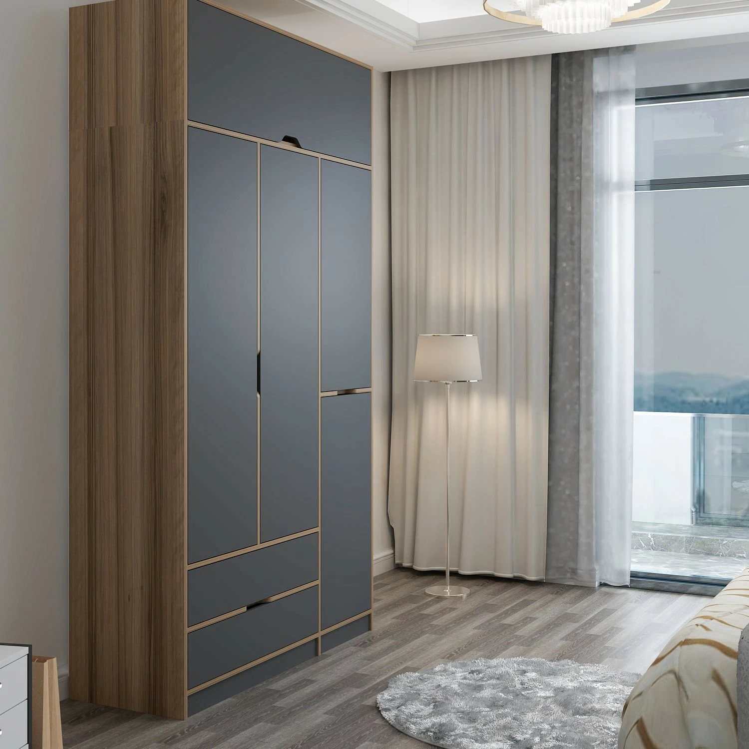 Omara Skye Decor Elina, antracit in les, 140x253x52 cm