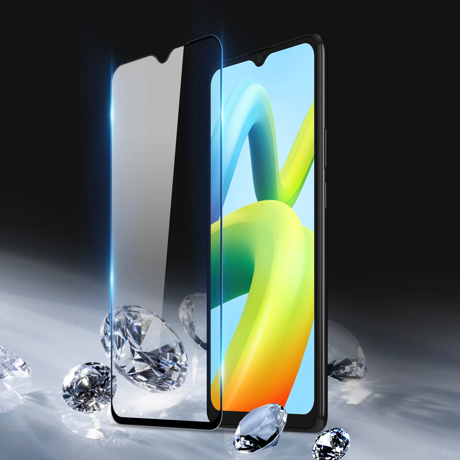 Kaljeno steklo 9D za Xiaomi Redmi A2 / Redmi A1, 9H, z črnim okvirjem Dux Ducis