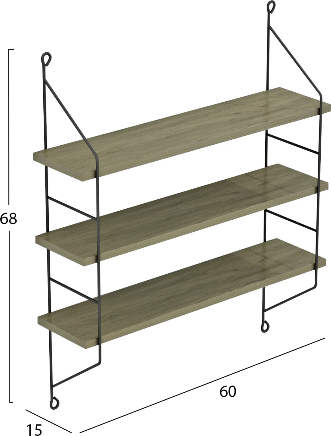 Stenske police ACHALA FH9185.12 melamin v olivno sivi 60x15x68Hcm