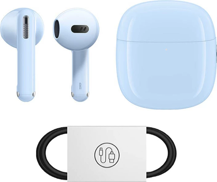 Slušalke TWS, Bluetooth 5.3, ANC, 6,5 h/30 h, USB‑C, Baseus Bowie WX5, modre