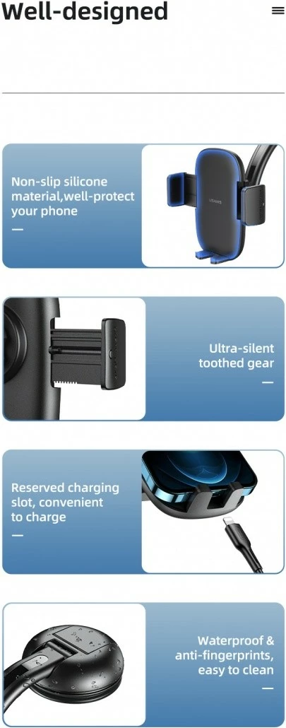 Držalo za telefon za avto USAMS US-ZJ063, črno