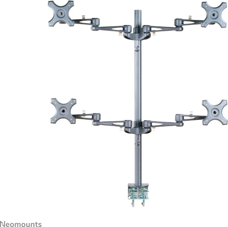Nosilec za štiri zaslone Neomounts FPMA-D935D4, 10-27 in, nastavljiva višina, srebrn