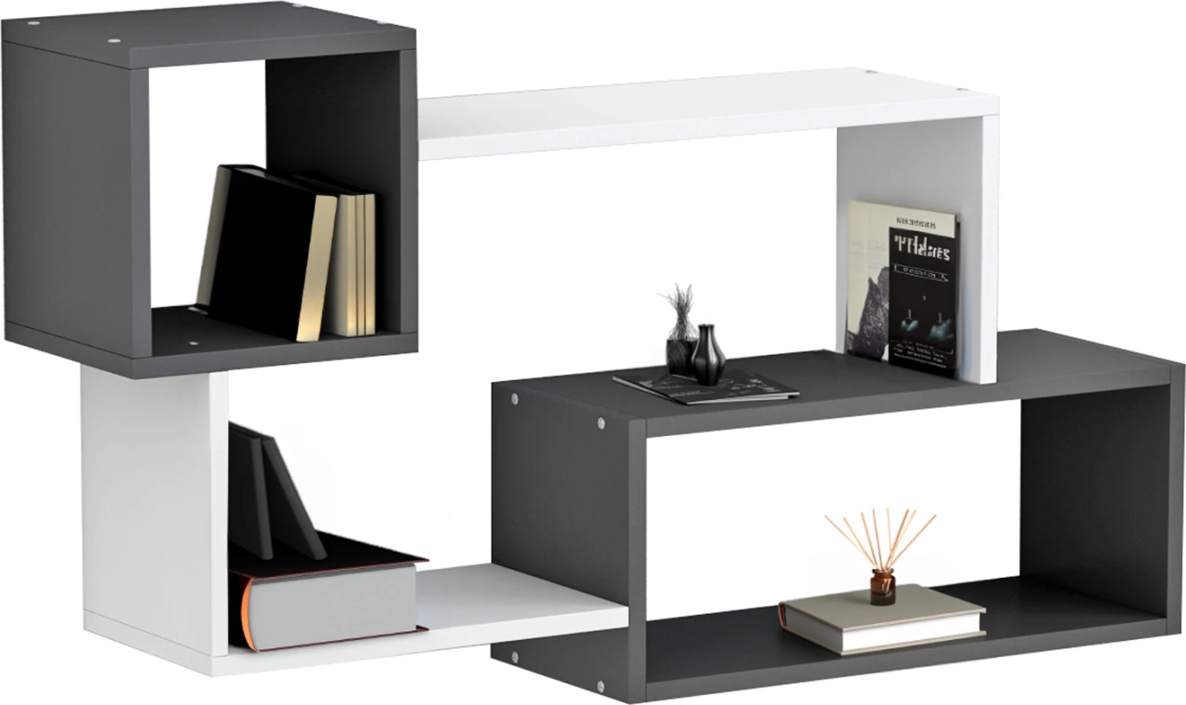 Stenske police TANNER FH8948.12 melamin v sivo-beli barvi 90,5x20x51H cm