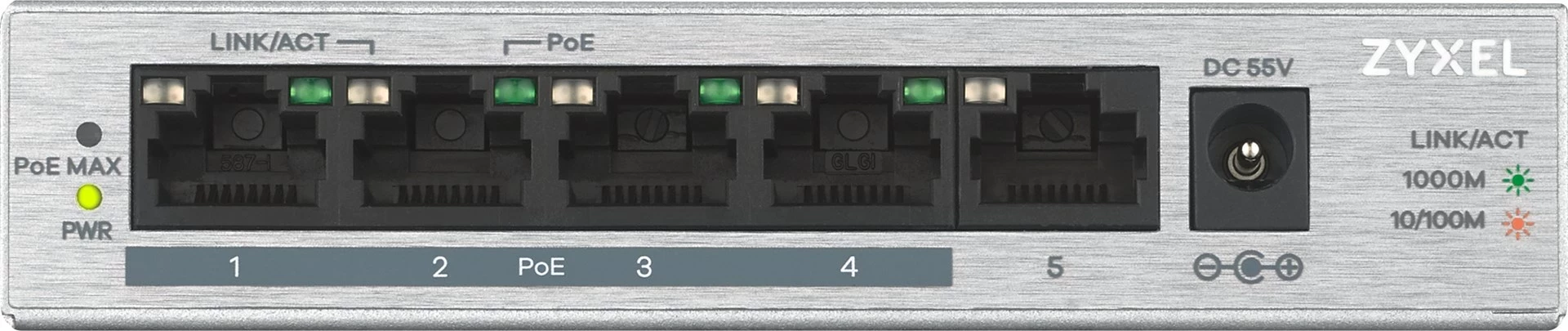 Nepredevedljiv Gigabit Ethernet stikalo Zyxel GS1005HP, srebrno