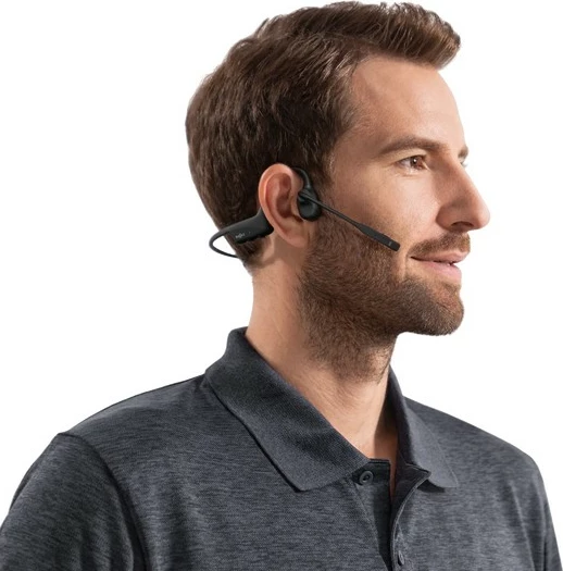 Slušalke z kostno prevodnostjo, industrijska različica Shokz OpenComm2, Bluetooth 5.1, brezžične, črne