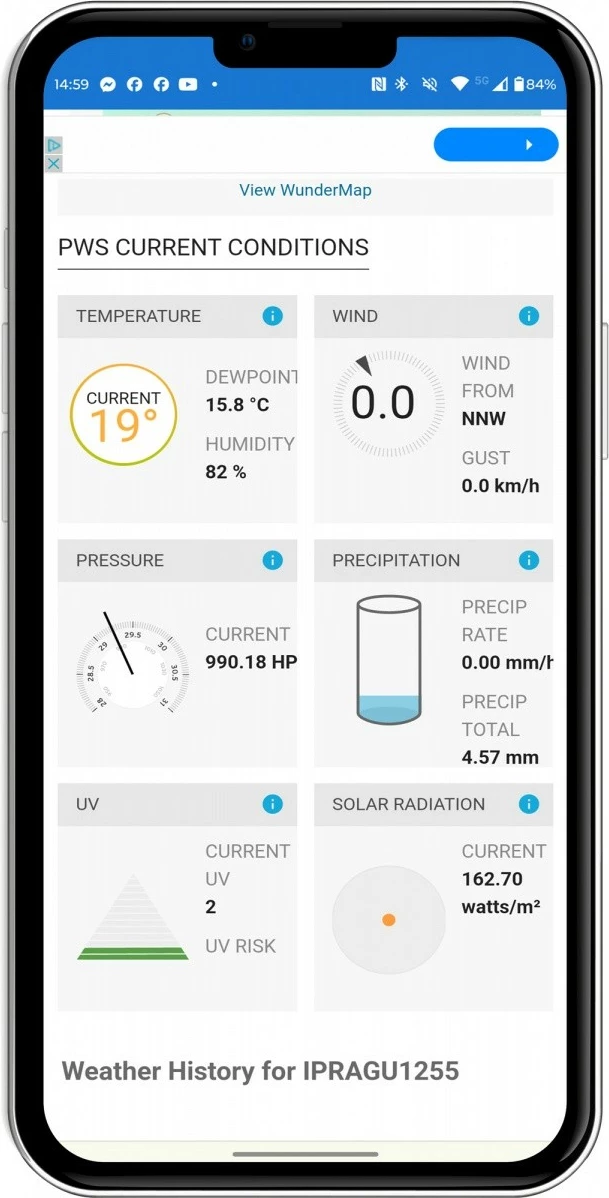 Pametni vremenski stolp Sencor SWS 16600 WiFi SH, 7-v-1 brezžični senzor in TH, bel