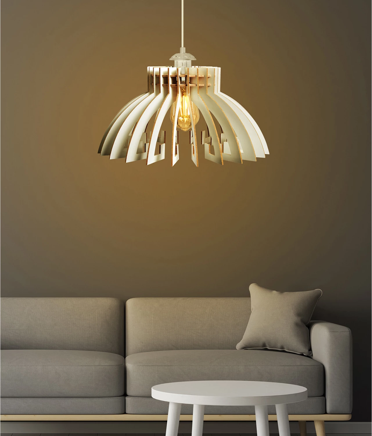 Lesena viseča stropna svetilka bela FH7350.02 Φ54x65Υ cm