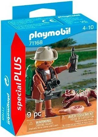 Komplet figuric Playmobil Special Plus 71168, raziskovalec z aligatorjem, 9-delni