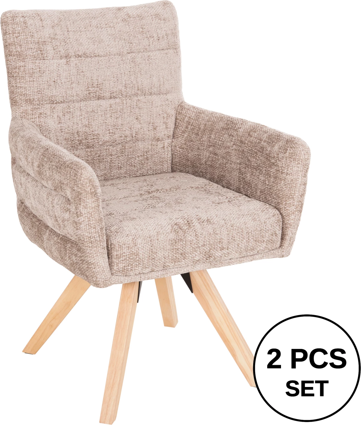 Jedilniški naslanjač GAZER FH9845.04 v bež tkanini-gumijasti nogi 66x63x91Hcm, set 2 kosov