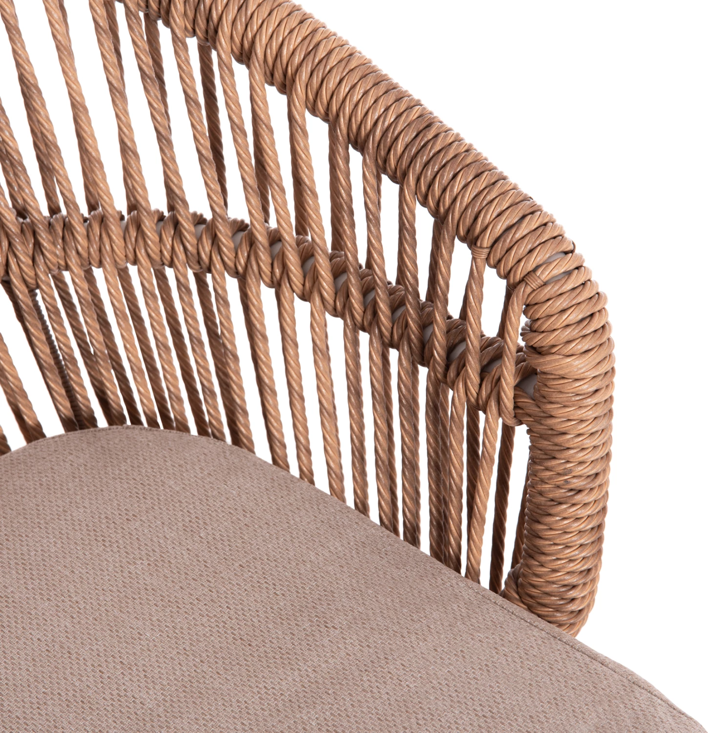 Aluminijast stol ALABAMA FH6265.02, bel - P.E. ratan naraven - bež blazina 58x61x75 H cm