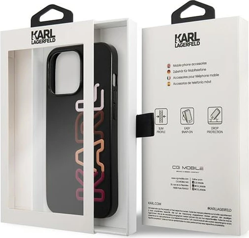 Trdi ovitek za iPhone 13/13 Pro, Karl Lagerfeld KLHCP13LPCOBK, Multipink, črn