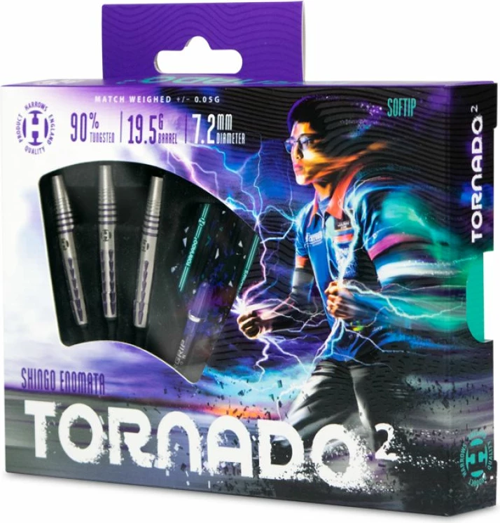 Darts z visokim deležem 90% Softip, Harrows The Tornado 2, vijoličen