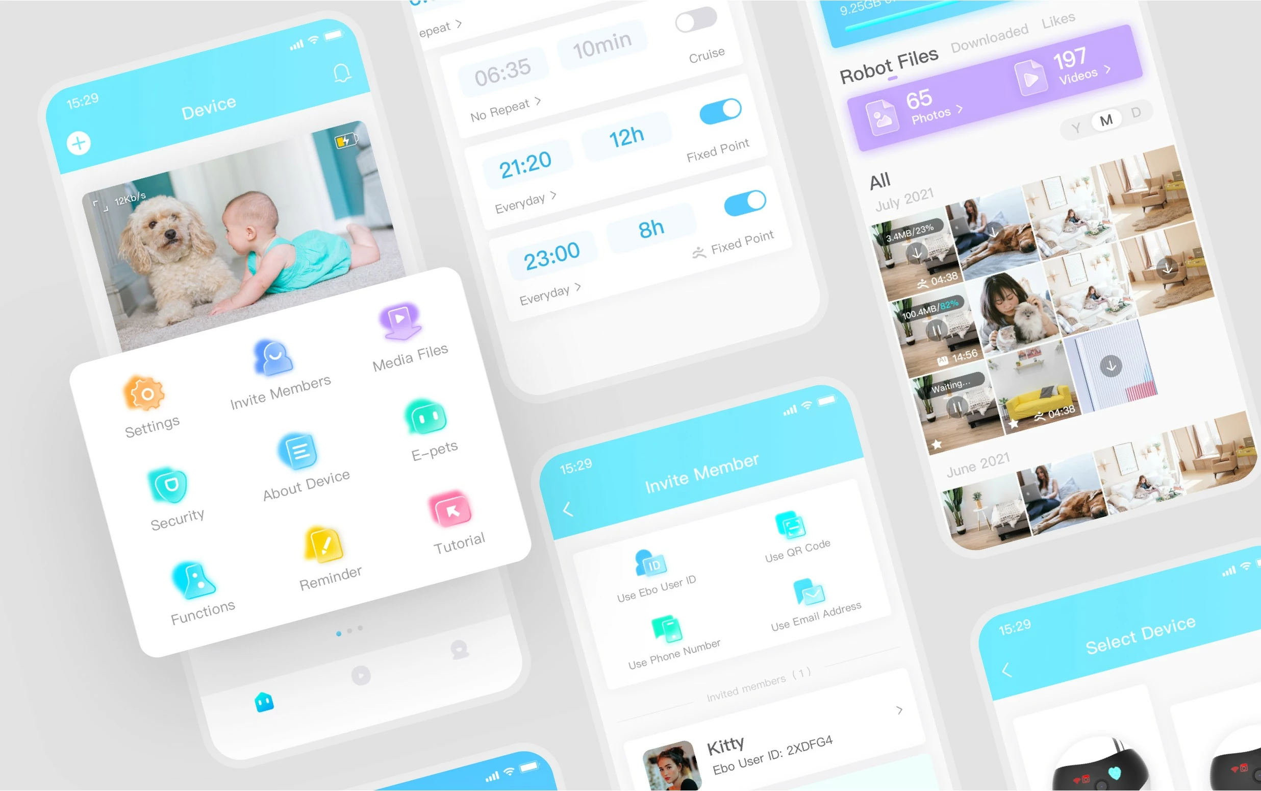 Robot za hišne ljubljenčke Enabot EBO Air, kamera 1080p, sledenje z AI, LiDAR, upravljanje z aplikacijo, bel