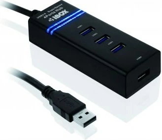 Razdelilec USB iBox IUH3FB, 5000 Mbit/s, črn
