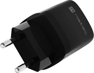 Stenski polnilec 30W, 1x USB-A + 1x USB-C, Natec Ribera GaN, črn