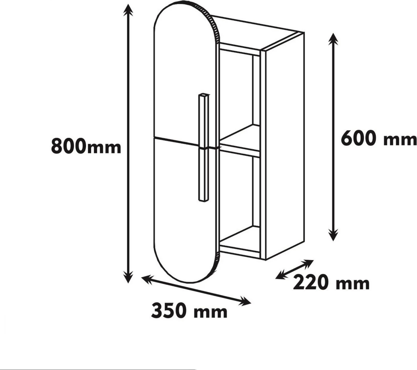 Stenske police FH9522.03 melamin v orehu z belimi vrati 35x22x80Hcm