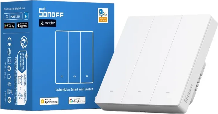 Pametno stikalo Sonoff M5-3C-86W, 3-kanalno, belo