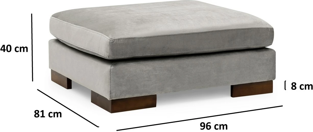 Kotna sedežna garnitura Tulip, desna s pufom — Atelier del Sofa, svetlo siva