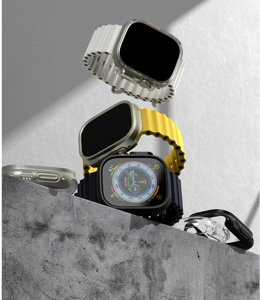 Ovitek Ringke Slim, 2 kosa, za Apple Watch Ultra 49 mm, prozoren in titan