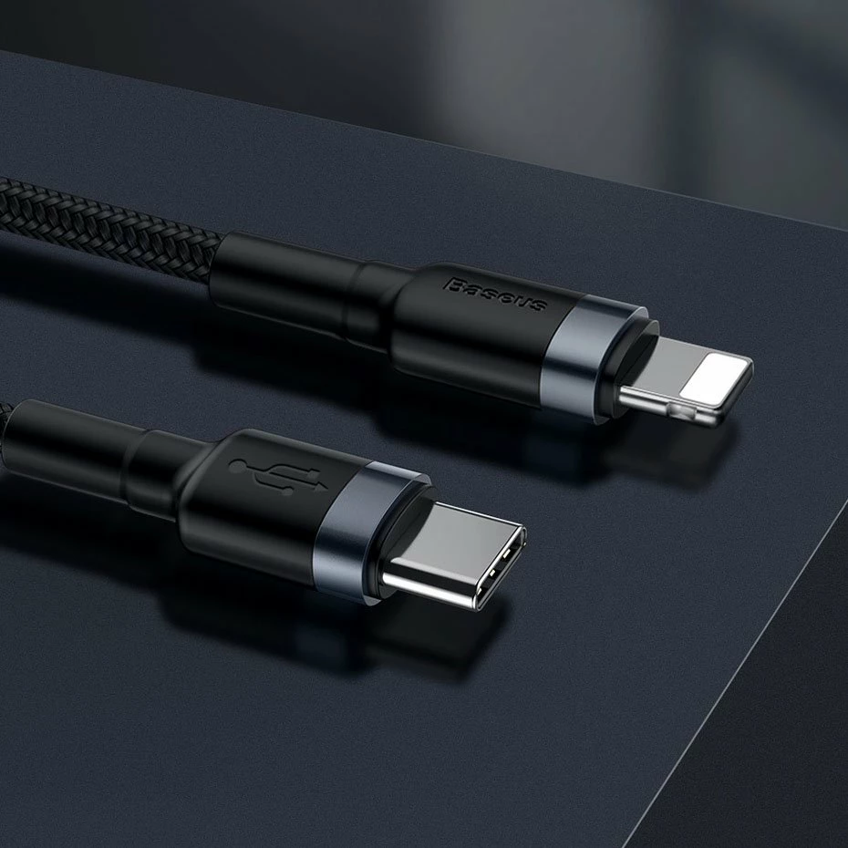 Kabel USB-C na Lightning Baseus Cafule CATLKLF-G1, 1 m, 18 W, črno/siv