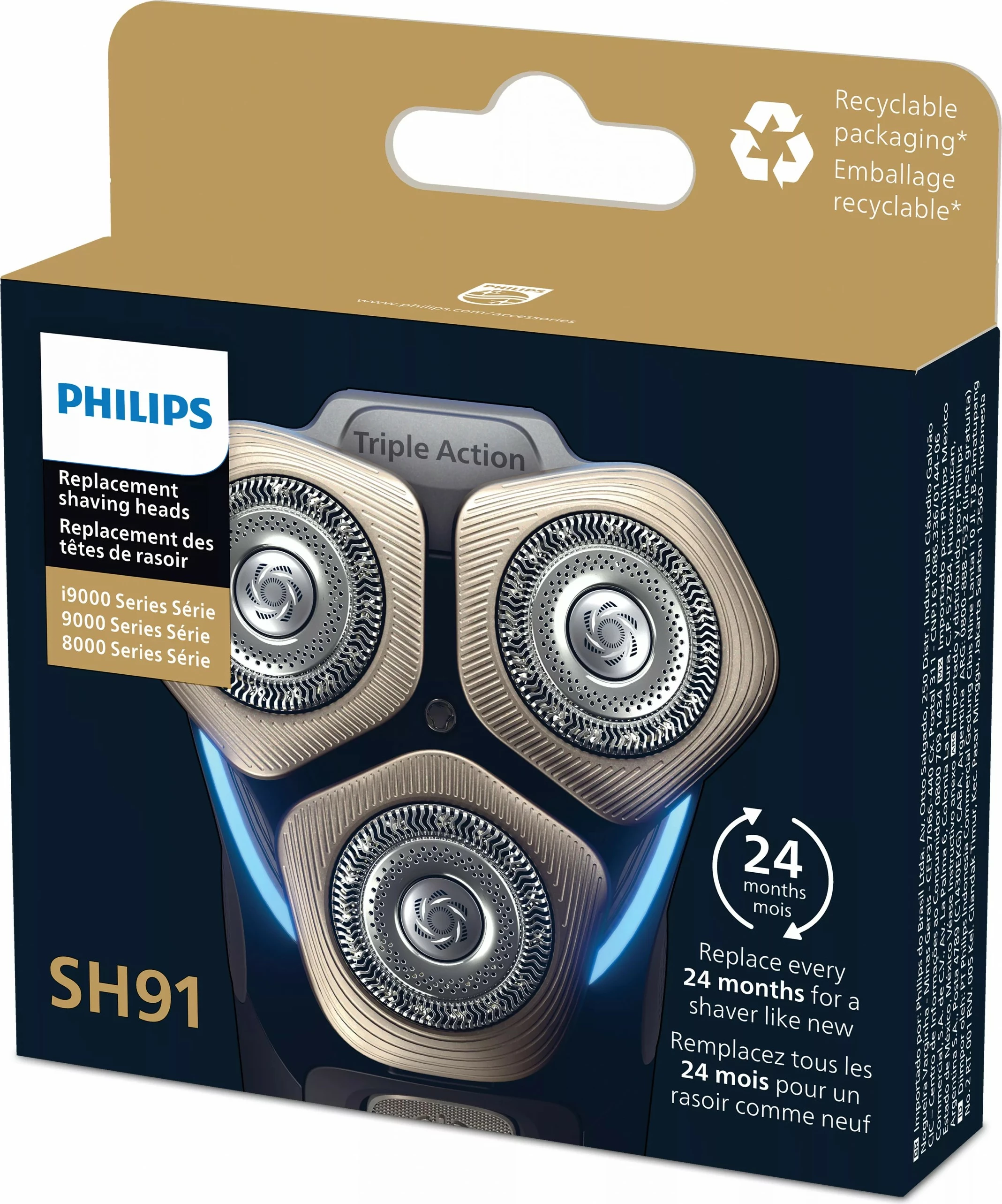 Rezervni set glavic za brivnik, Philips Shaver Series 9000 in SP9000 SH91/50, 3 glave