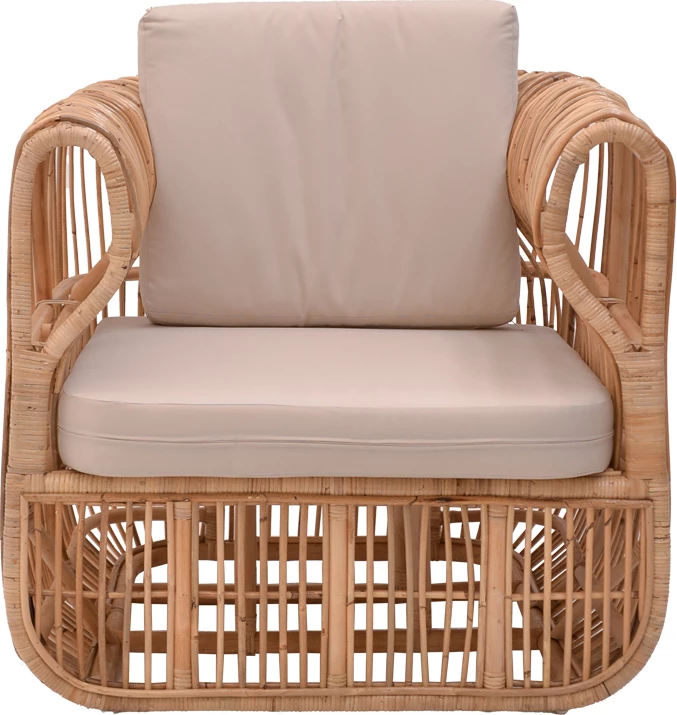 Fotelja iz rattan-a Fajole, naravna/bež, 86x86x66 cm