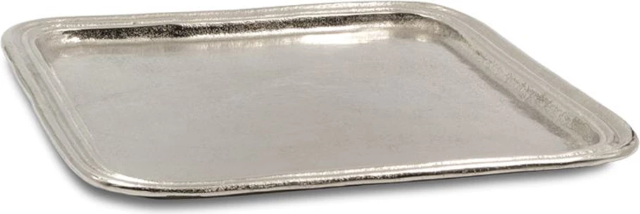 Dekorativna pladnja z robom, aluminij, srebrna, 44x44x2,5 cm