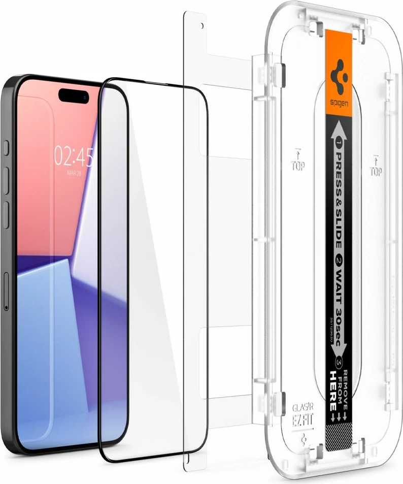 Zaščitno steklo Spigen Glas.tR EZ Fit FC za iPhone 15 Pro Max, 2 kosa, črno