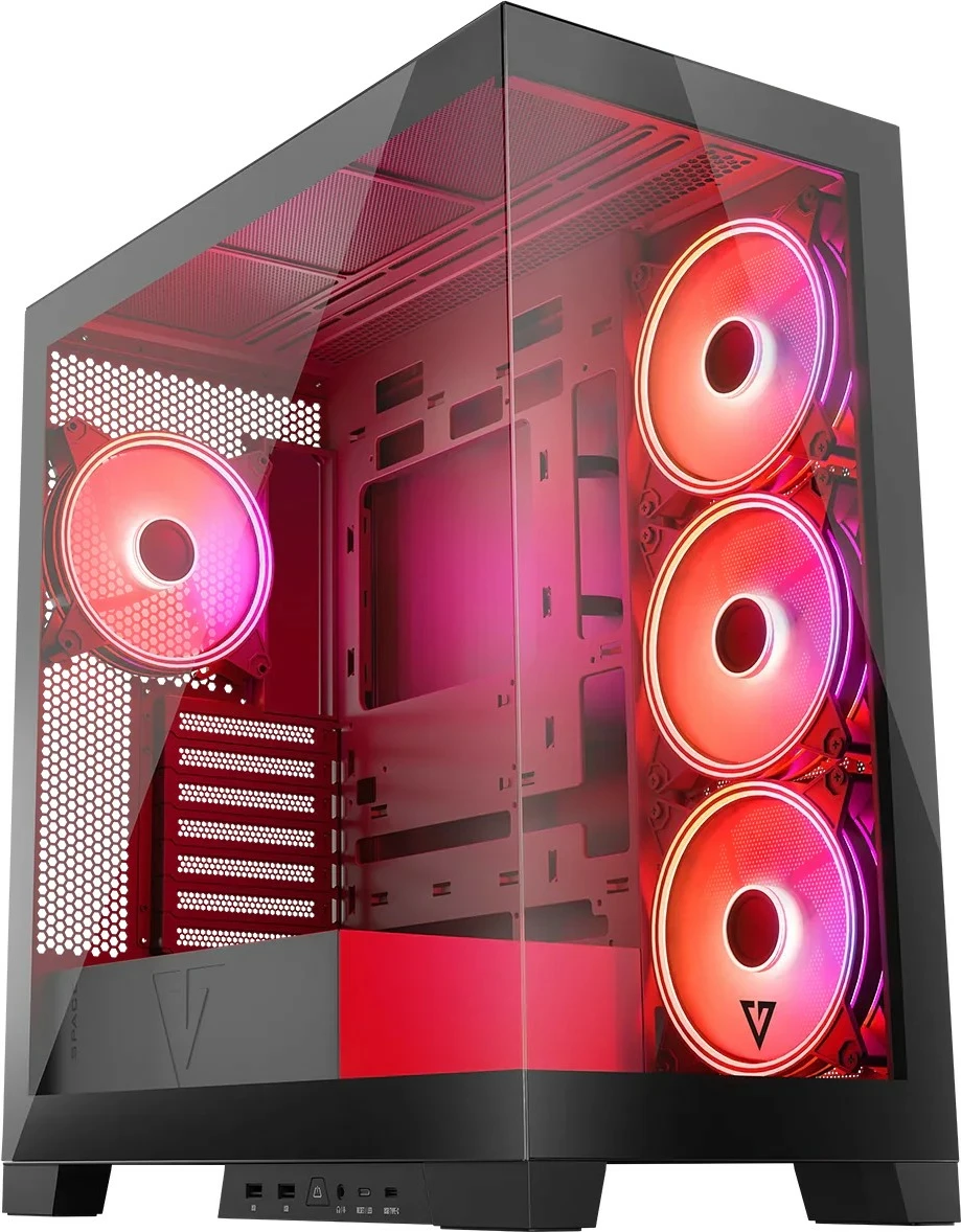 Računalniško ohišje MODECOM Volcano Space ARGB, Midi Tower, kaljeno steklo, črno