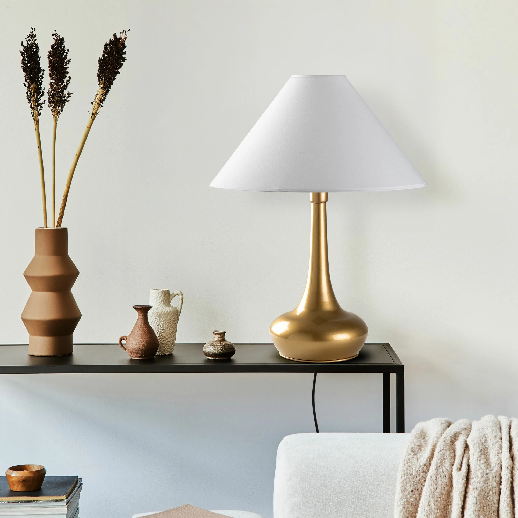 Namizna svetilka Opviq Luna - 15260, zlate in bele barve