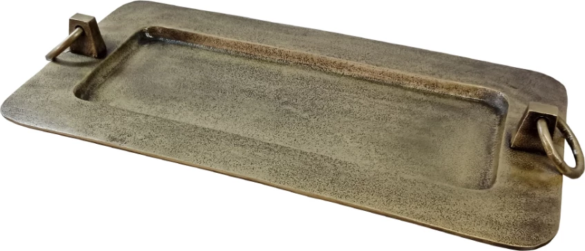 Dekorativni pladenj KLIPPE, aluminij, antično zlato, 50x25x6 cm