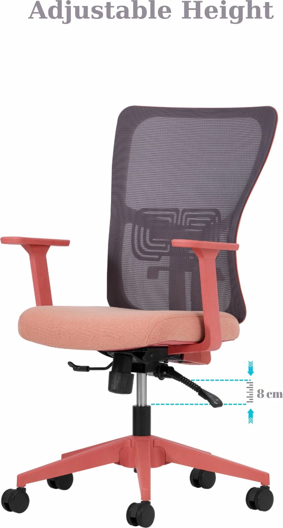Set pisarniških stolov (2 kosa) Skye Decor, ledvena opora 108, barva losos