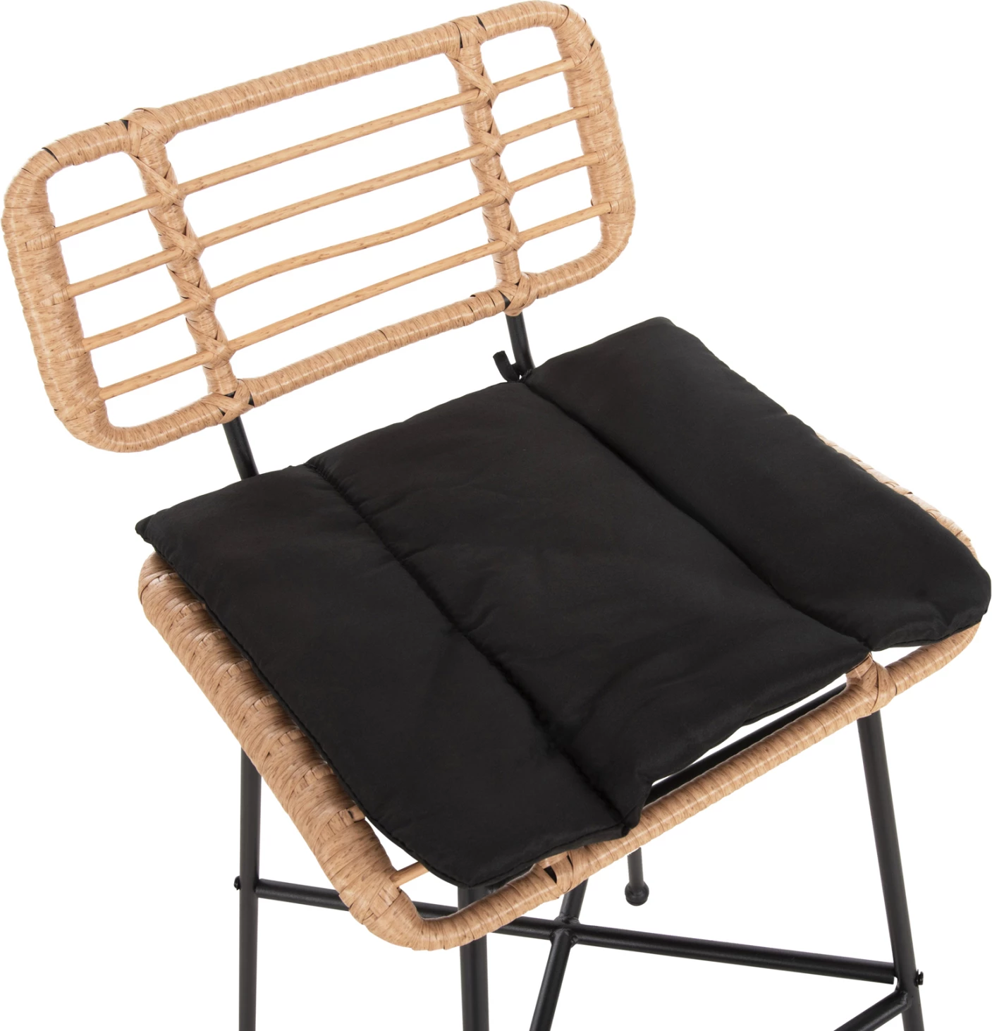 Barski stol z visokim sedežem ALLEGRA FH5708.11 kovina in blazina v črno-bež pletenini 48x49x99,5H cm