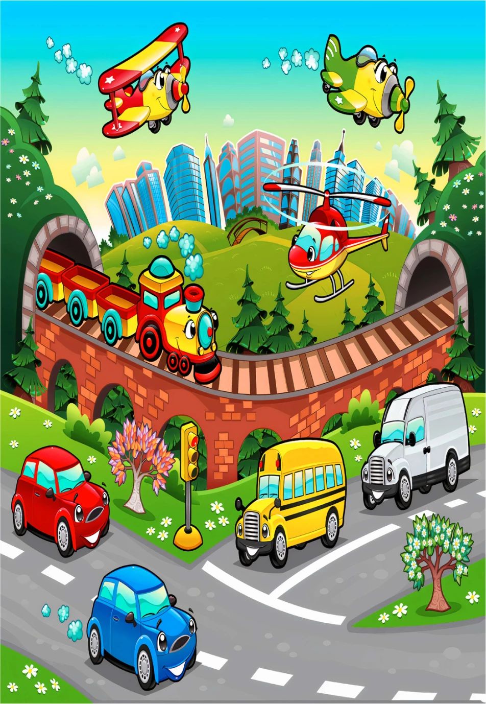 Otroška preproga z različnimi prevoznimi sredstvi, resice FH7679.13 120Χ180cm