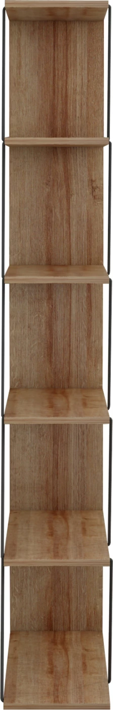 Mini knjižna omara TARS FH2241.14 naravni hrast melamin-črne kovinske palice 65x22-24x146Hcm