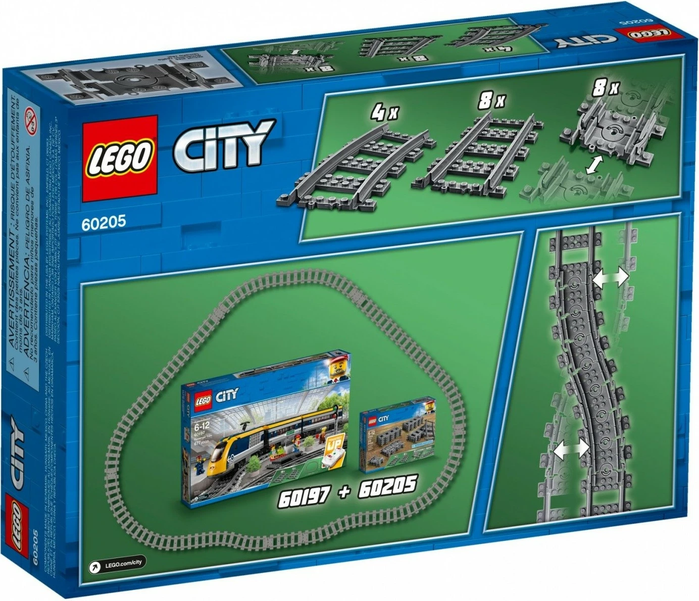Komplet tirnic za vlak, 20 kosov, plastičen, siv, LEGO City 60205