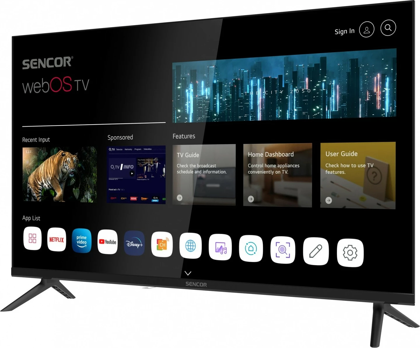 Pametni televizor 32 inč, Sencor SLE 32S830WB, webOS LG, Wi‑Fi, Bluetooth, HD Ready, črn