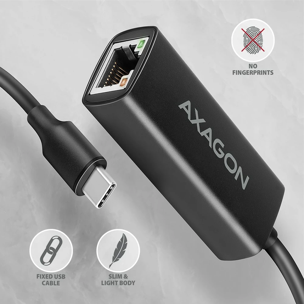 Omrežni adapter AXAGON ADE-ARC, USB-C 3.2 Gen 1 na Gigabit Ethernet, črn