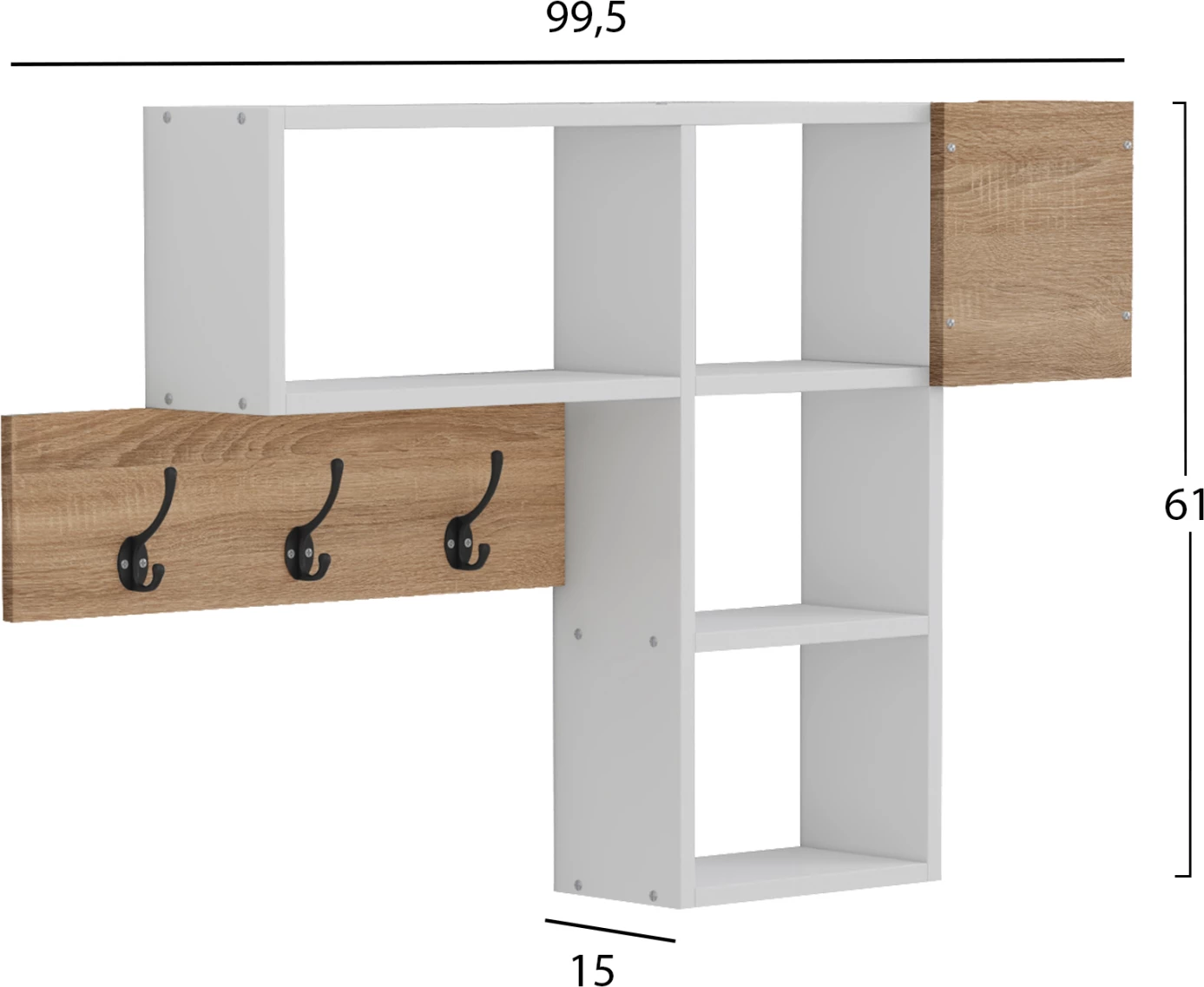 Vhodni obešalnik s policami HARLAN FH8973.12 melamin v sonama-beli 99,5x15x61H cm