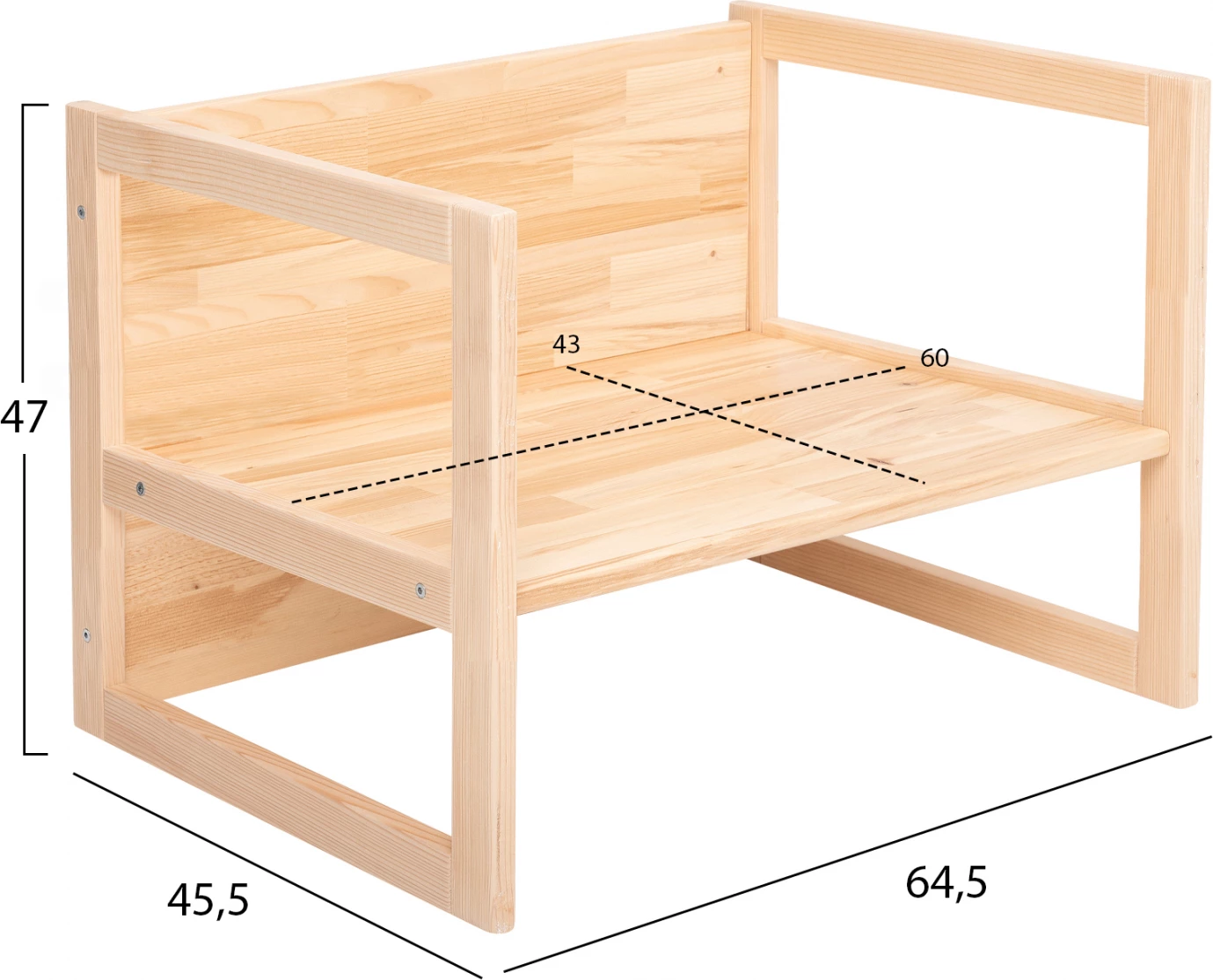 Otroška lesena klop-miza MIKO FH9289 naravna 64,5x45,x47Y cm