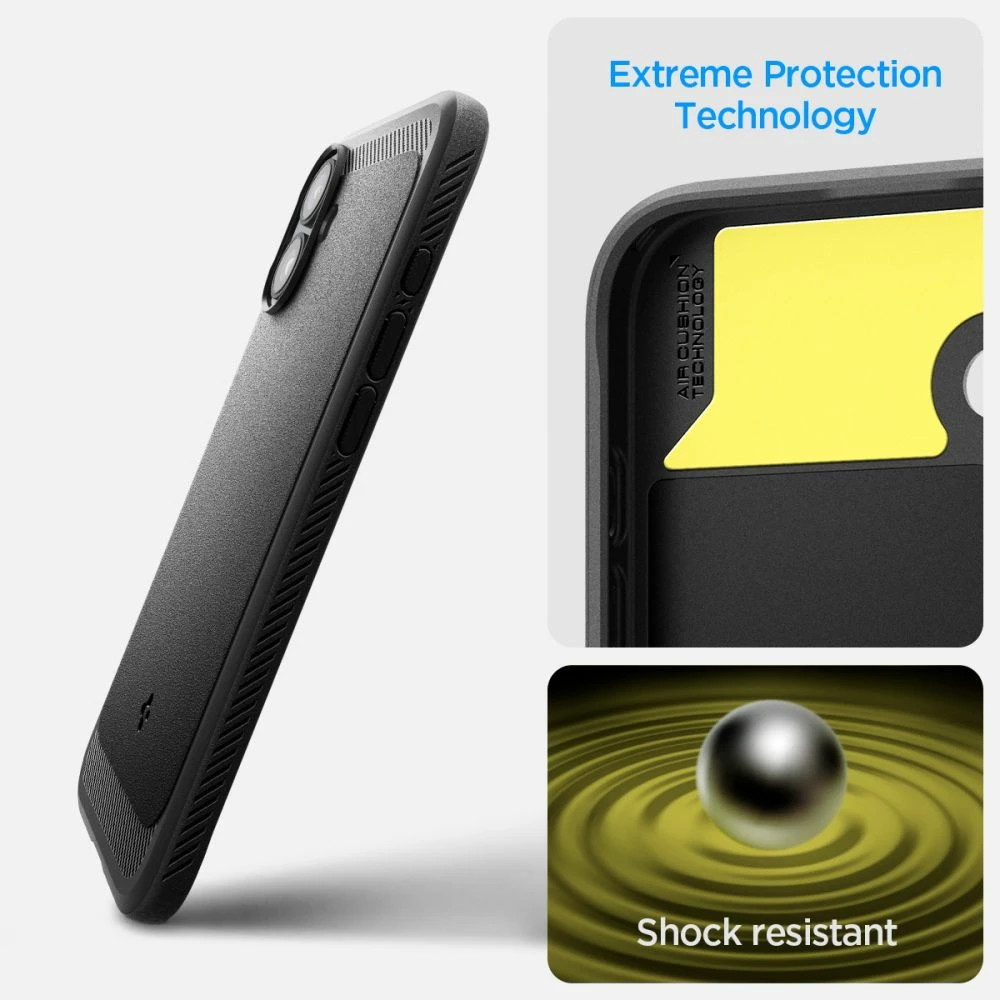Ovitek za telefon Rugged Armor MagSafe Spigen za iPhone 16, črn