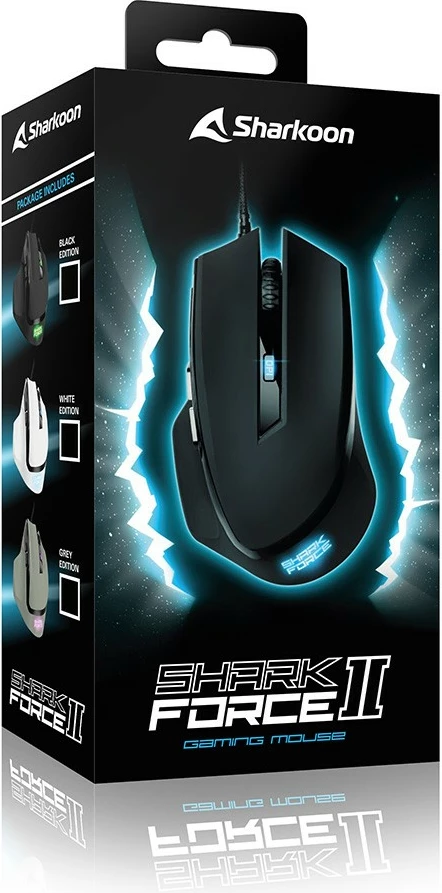 Optični igralni miš SHARKoon SHARK Force II, USB Type-A, 4200 DPI, črn
