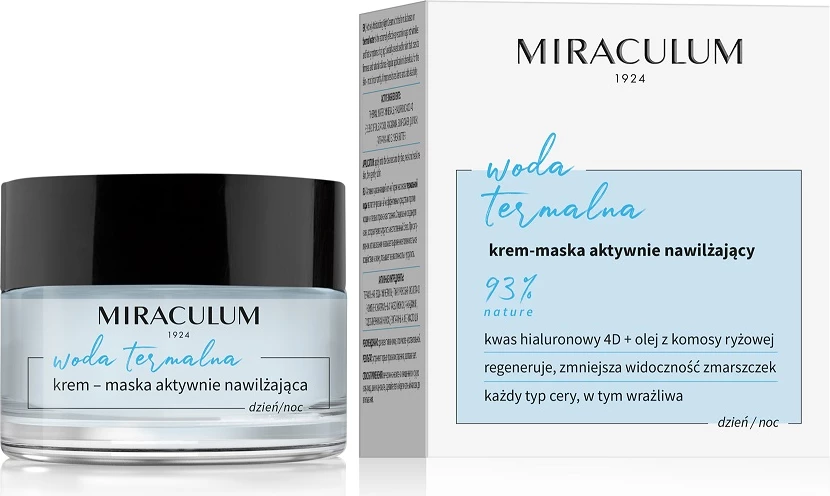 Vlažilna krema-maska za obraz za ženske Miraculum Thermal Water Active Hydrating Day/Night, 50 ml
