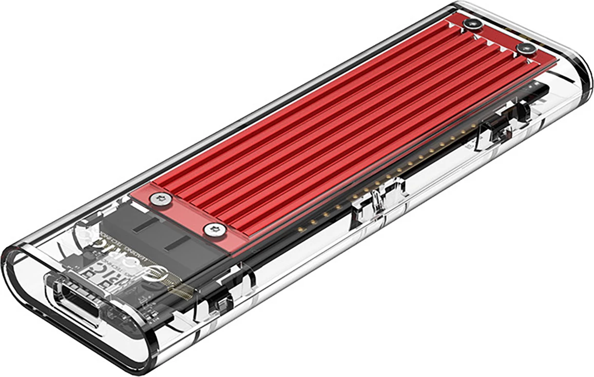 Računalniško ohišje za SSD M.2 NVMe, USB-C, 10 Gb/s, prozorno/rdeče Orico TCM2-C3