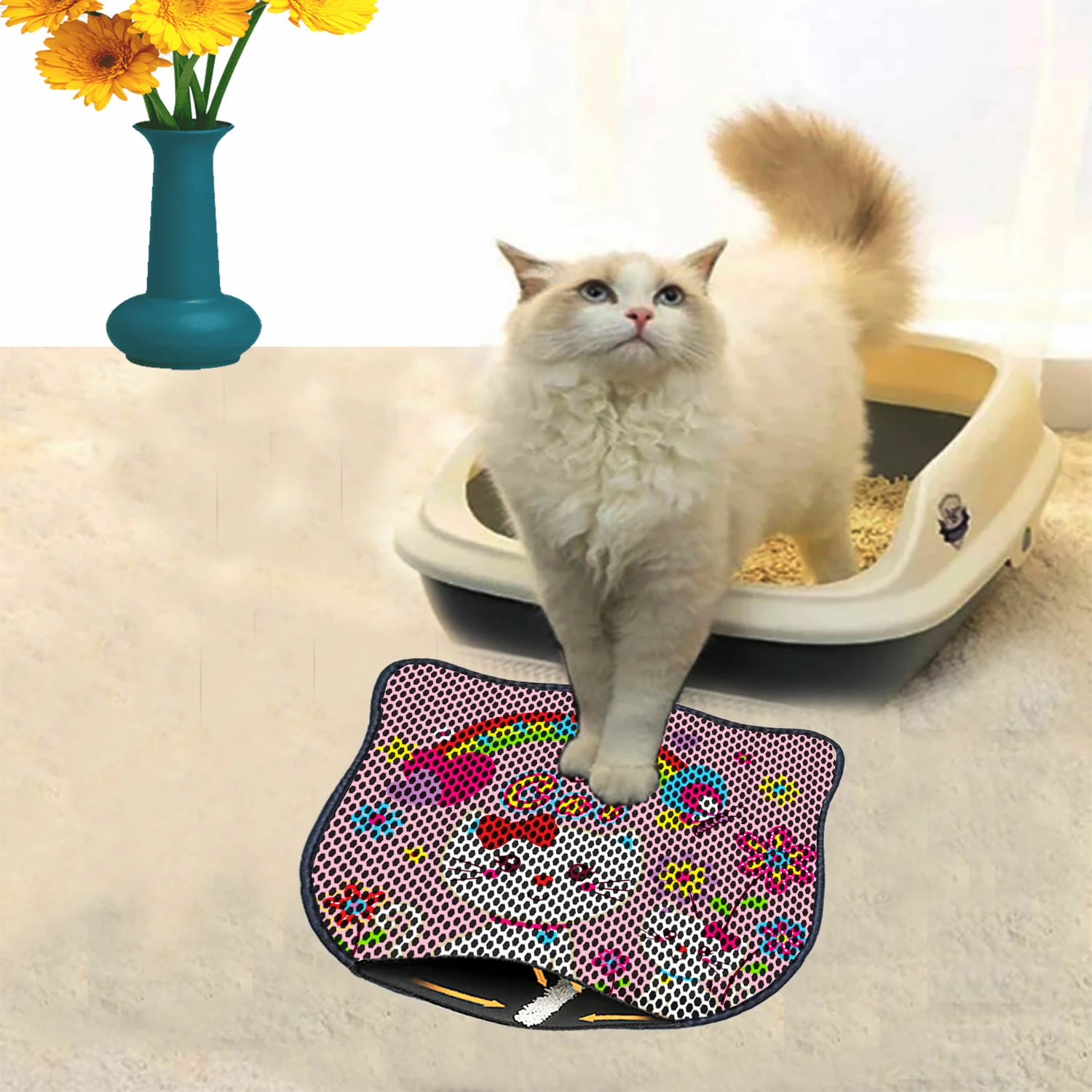 Preproga za mačji pesek, večbarvna, Paws & Whiskers Kdkafa0047, 40 x 50 cm