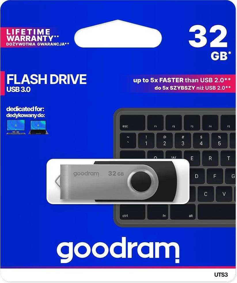 USB, Goodram UTS3, 32 GB, črn