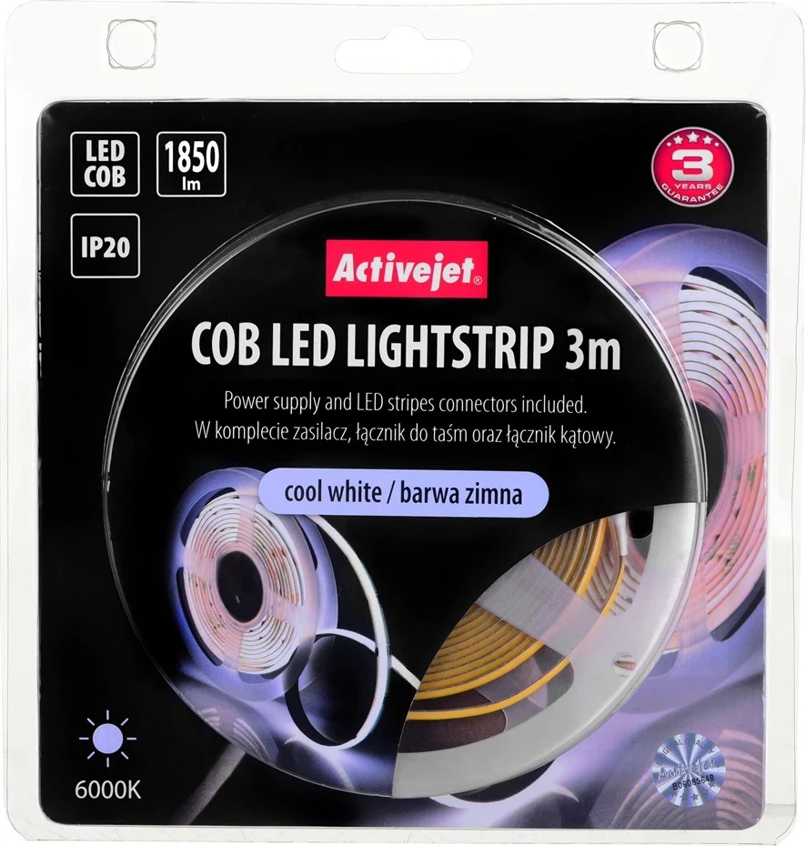 Univerzalna LED svetlobna trak Activejet AJE-COB, 3 m