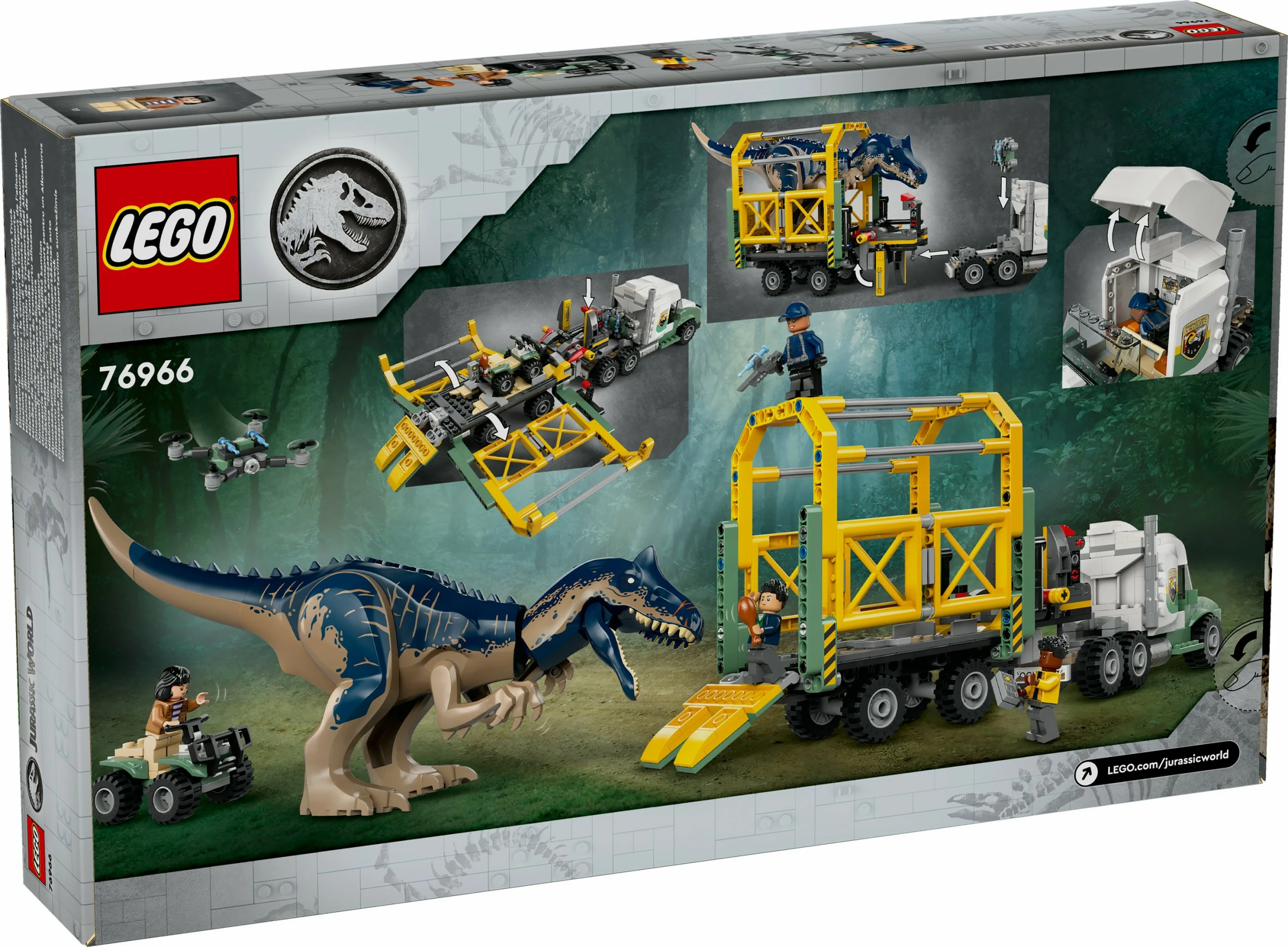 Set za gradnjo Allosaurus Transporter LEGO Jurassic World 76966, 588 kosov, večbarven