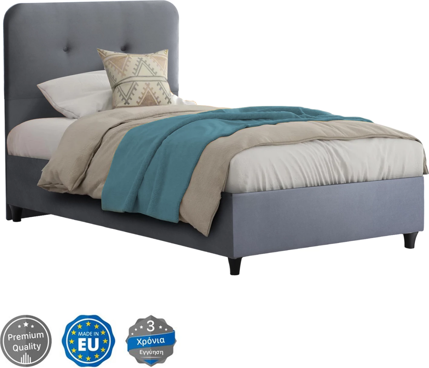 Postelja DOLORES FH649.10 siva žamet 90x200 cm